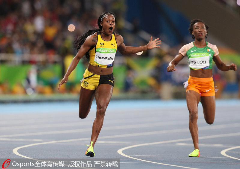 巴西當地時間8月13日晚上，在2016年裡約奧運會田徑女子100米決賽中，牙買加選手湯普森奪金。