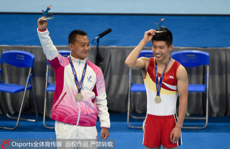 組圖：全運會體操男子自由體操決賽 天津隊穆濟勒奪冠