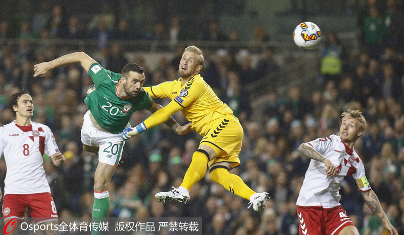 愛爾蘭隊達菲頭球攻門