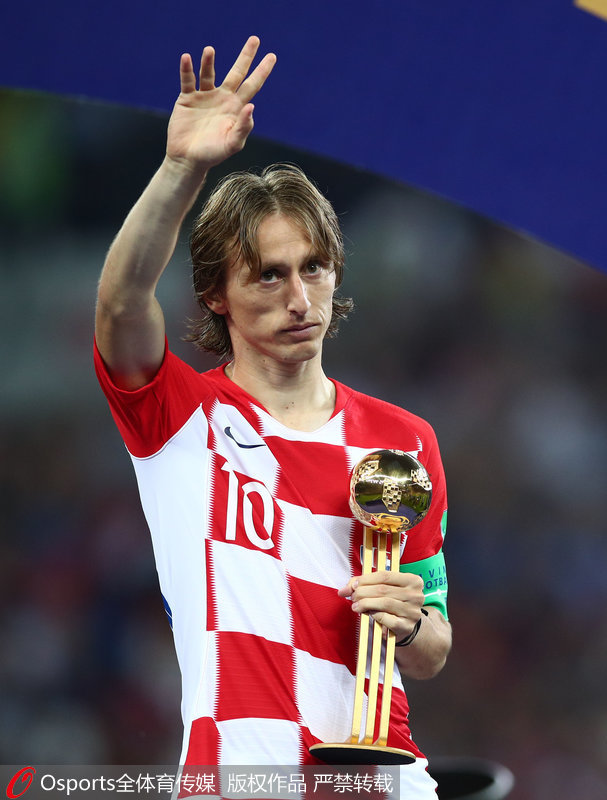 2018年俄羅斯世界杯金球獎得主，莫德裡奇（克羅地亞），球隊成績亞軍