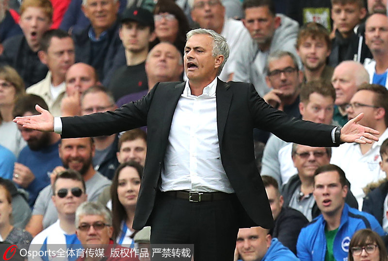 曼聯主帥穆裡尼奧無可奈何