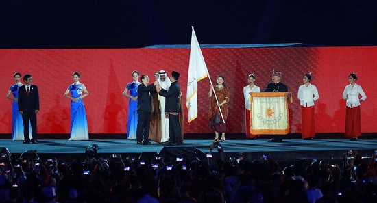 高清：2018雅加達亞運會閉幕式 亞運會會旗交接儀式