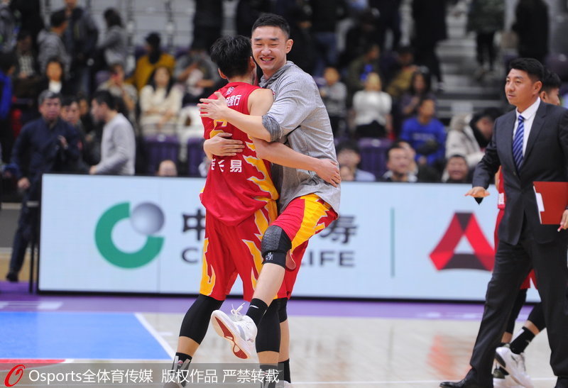 吉林隊隊員慶祝比賽勝利
