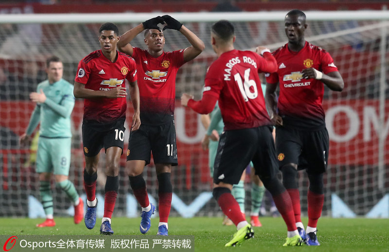 曼聯隊員慶祝進球