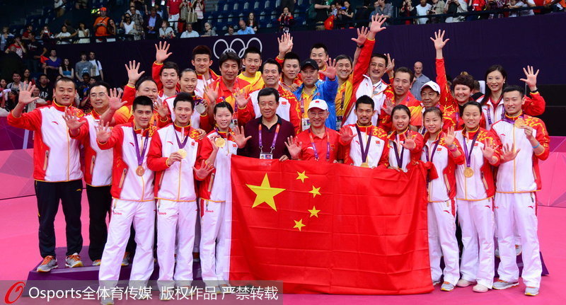中國羽毛球隊在倫敦奧運會上包攬5金