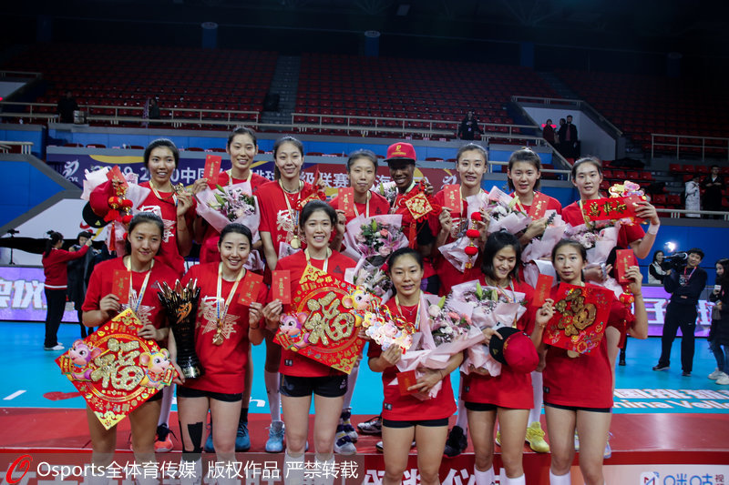 天津女排收獲第12個聯賽冠軍