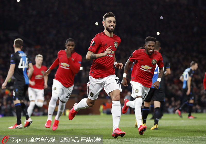 曼聯隊員慶祝進球