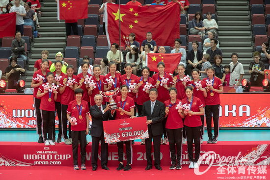 2019年女排世界杯，中國女排11戰全勝奪冠。