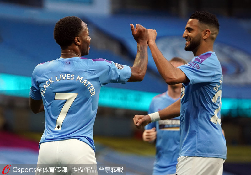 曼城隊員慶祝進球