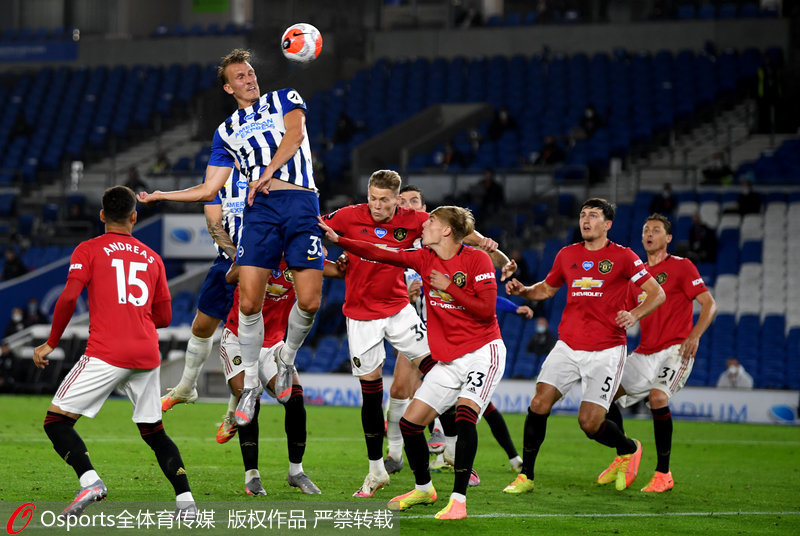 布萊頓球員爭搶頭球